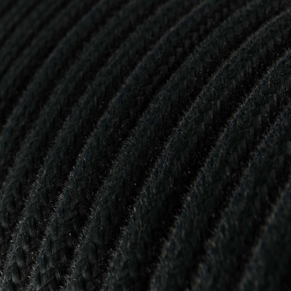 Pendant lamp with textile cable and monochrome metal details