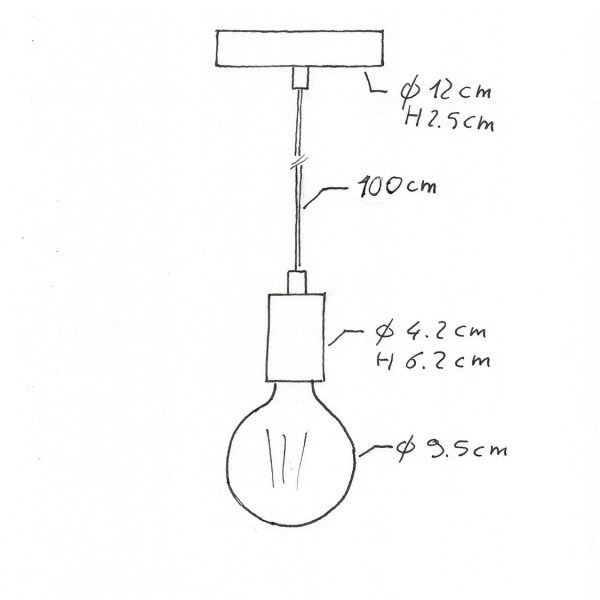 Pendant lamp with textile cable and monochrome metal details