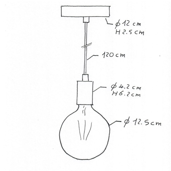 Pendant lamp with textile cable and metal details