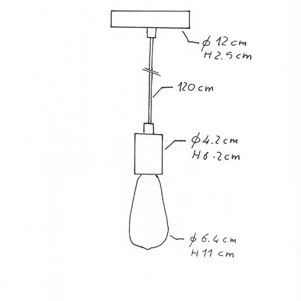 Pendant lamp with textile cable and satin metal details