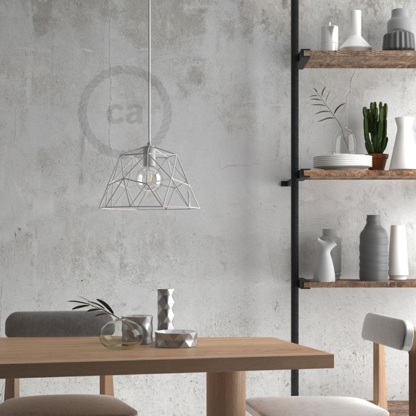 Pendant lamp with textile cable, Dome lampshade and metal details