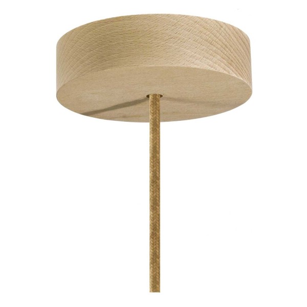 Pendant lamp with textile cable, raffia Cylinder lampshade and metal details