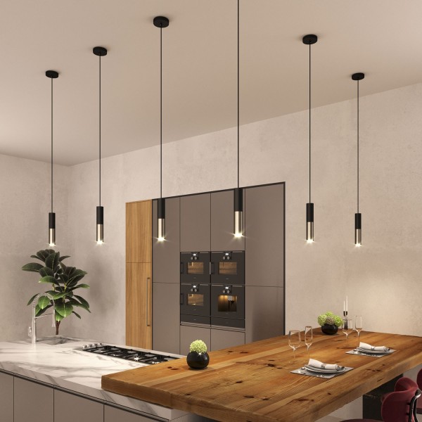 Pendant lamp complete with fabric cable and Tub-E12 double lampshade