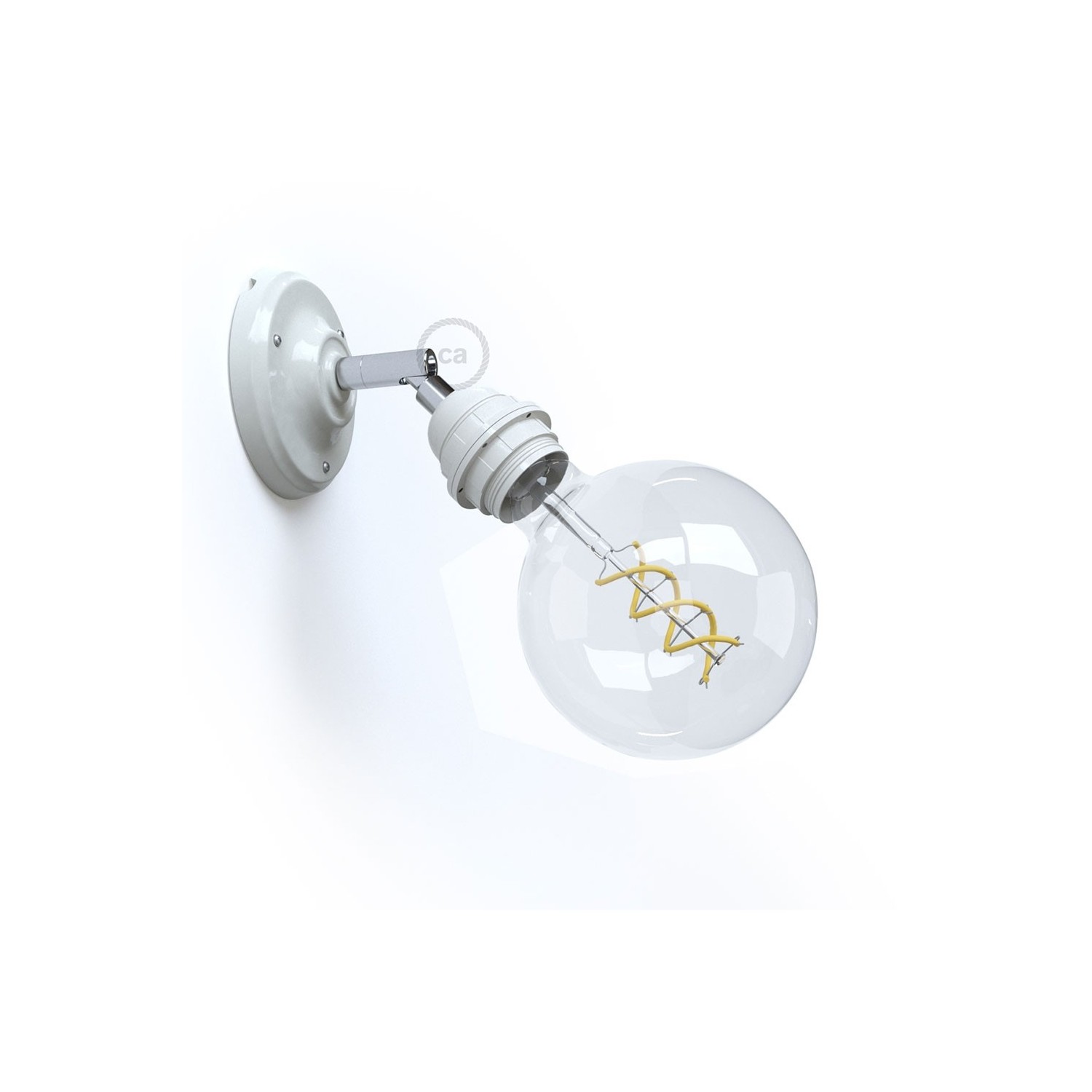 Fermaluce 90° Classic with E26 threaded socket, the adjustable porcelain light source - White
