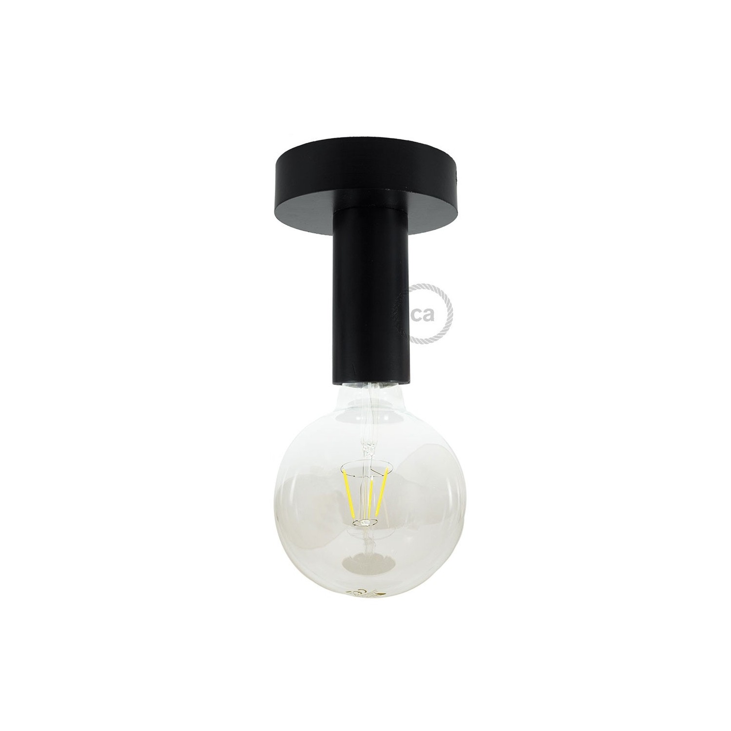 Fermaluce Wood M, the painted wood flush light for your wall or ceiling - Black