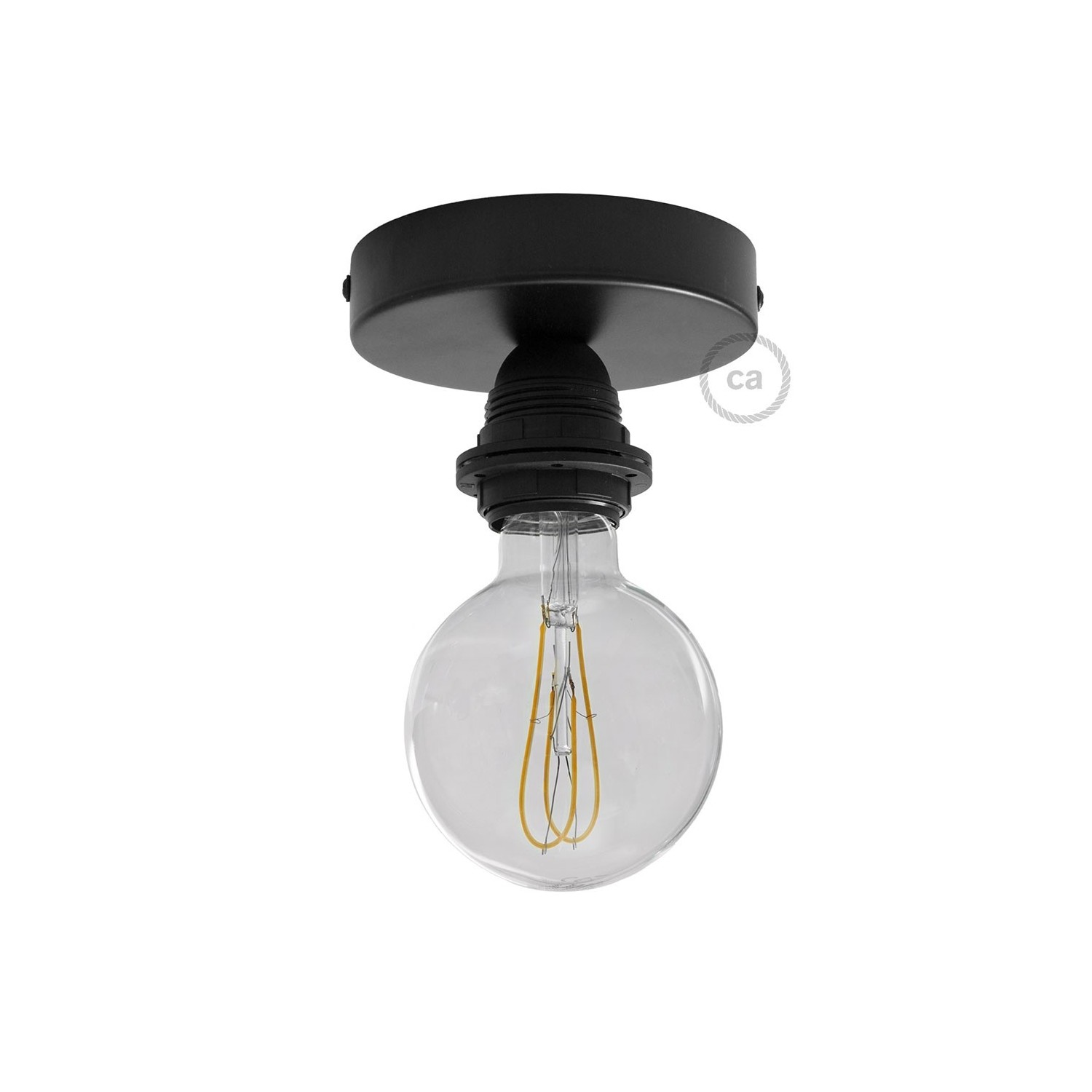 Fermaluce Metal with E26 threaded socket, the metal wall or ceiling light source - Black