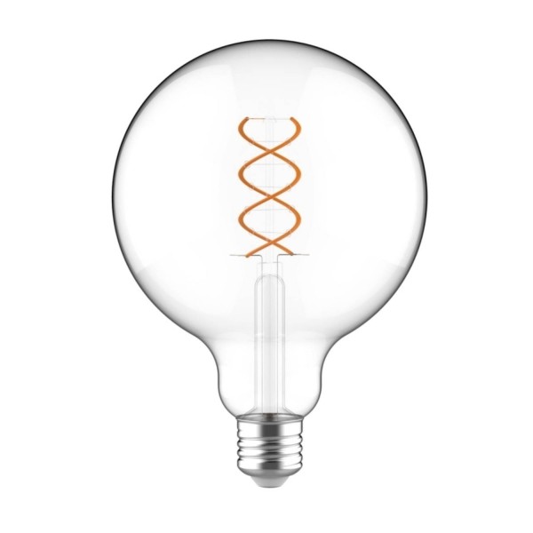 Table lamp with alder base and transparent light bulb