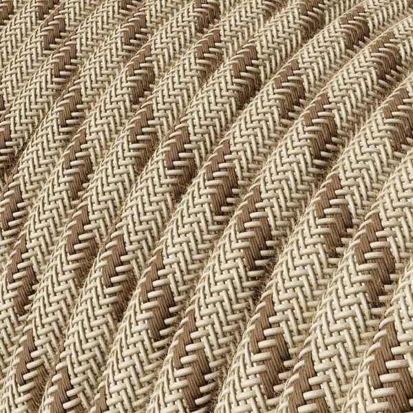 Cloth Covered Wire - Natural & Brown Linen Stripe RD53 - UL Listed