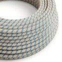 Natural & Blue Linen Stripe covered Round electric cable - RD55