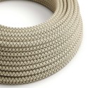 Cloth Covered Wire - Natural & Charcoal Linen CrissCross RD64 - UL Listed