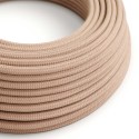 Natural & Pink Linen Chevron covered Round electric cable - RD71