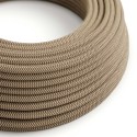 Natural & Brown Linen Chevron  covered Round electric cable - RD73
