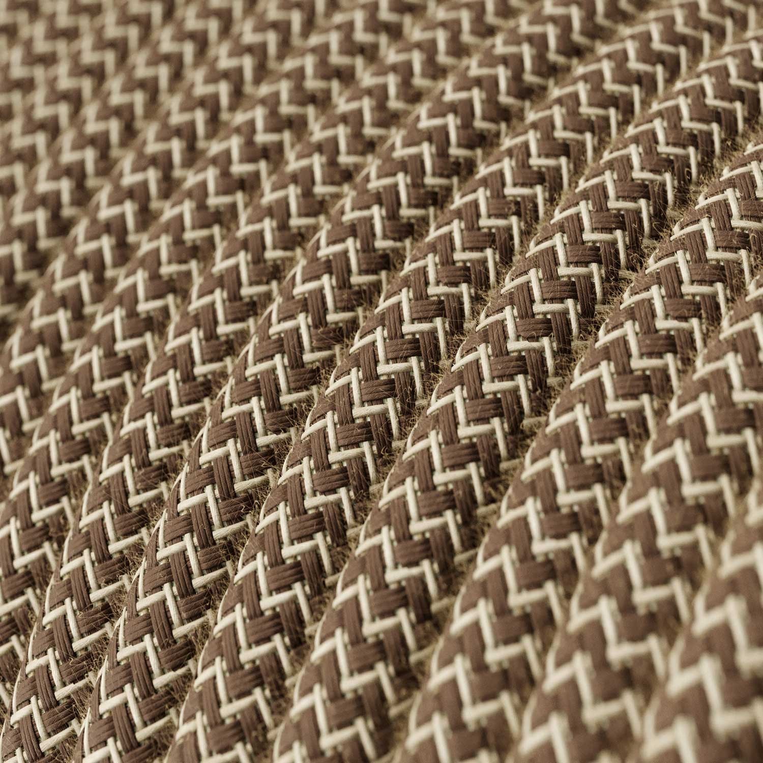Natural & Brown Linen Chevron  covered Round electric cable - RD73