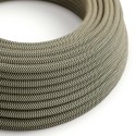 Natural & Charcoal Linen Chevron covered Round electric cable - RD74