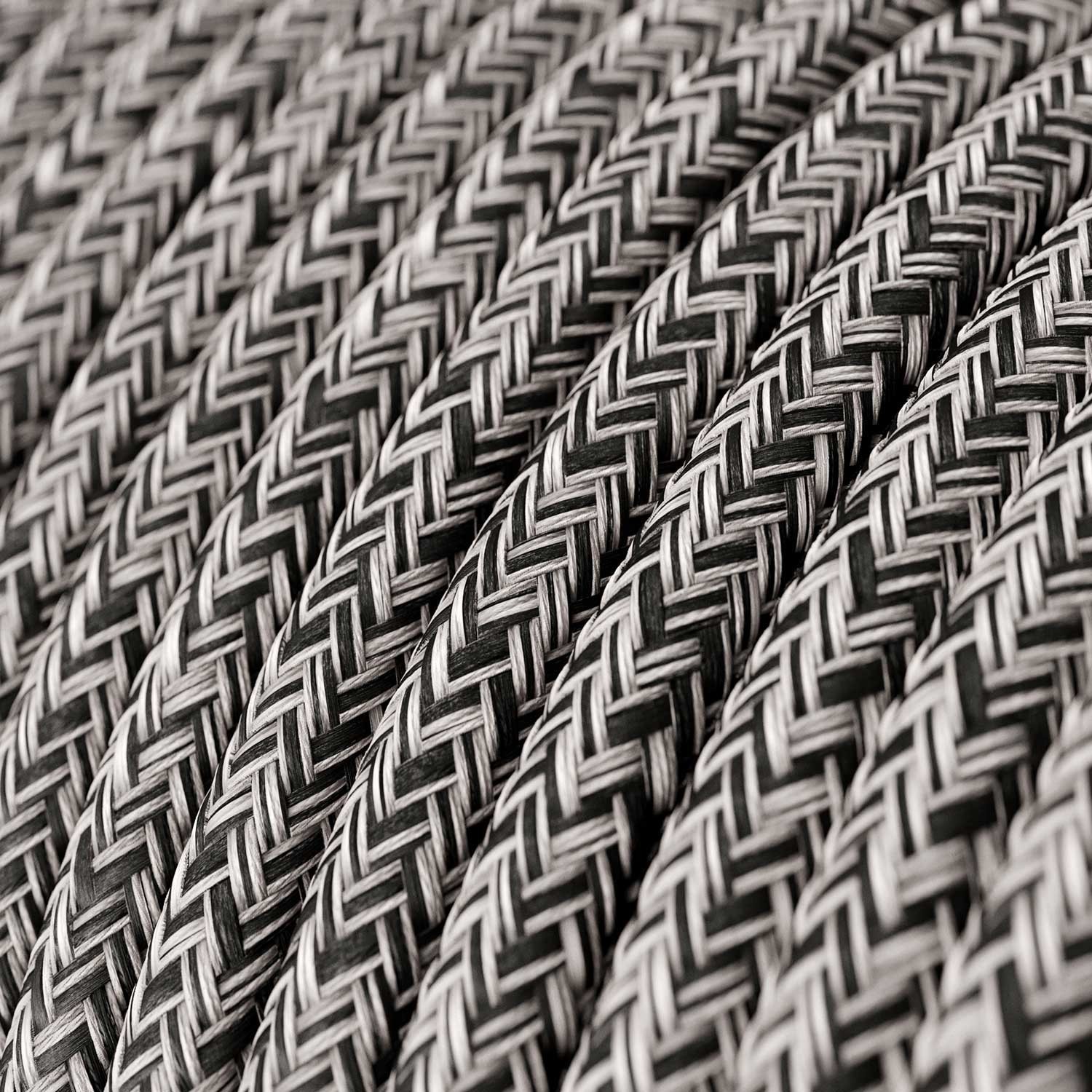Cloth Covered Wire - Black Glitter Cotton & Natural Linen Tweed RS81 - UL Listed