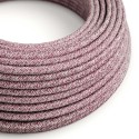 Red Glitter Cotton & Natural Linen Tweed covered Round electric cable - RS83