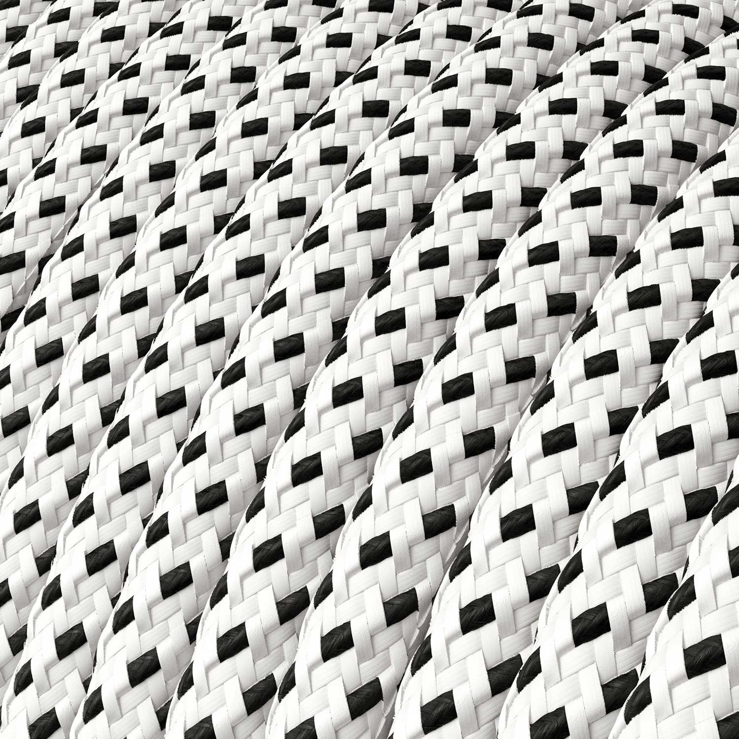 Cloth Covered Wire - White & Black Tracer RT14 - UL Listed