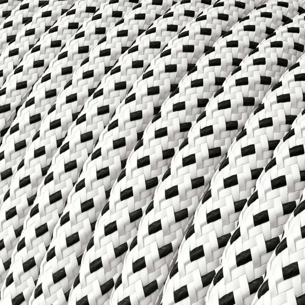 Cloth Covered Wire - White & Black Tracer RT14 - UL Listed