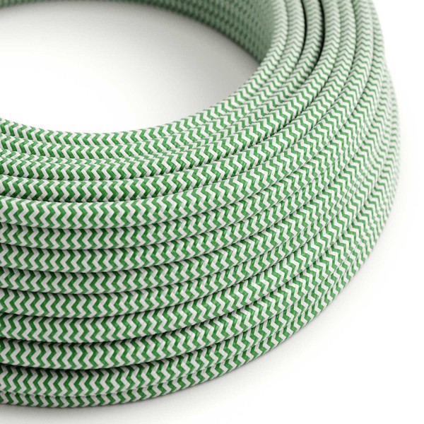 Green & White Chevron covered Round electric cable - RZ06