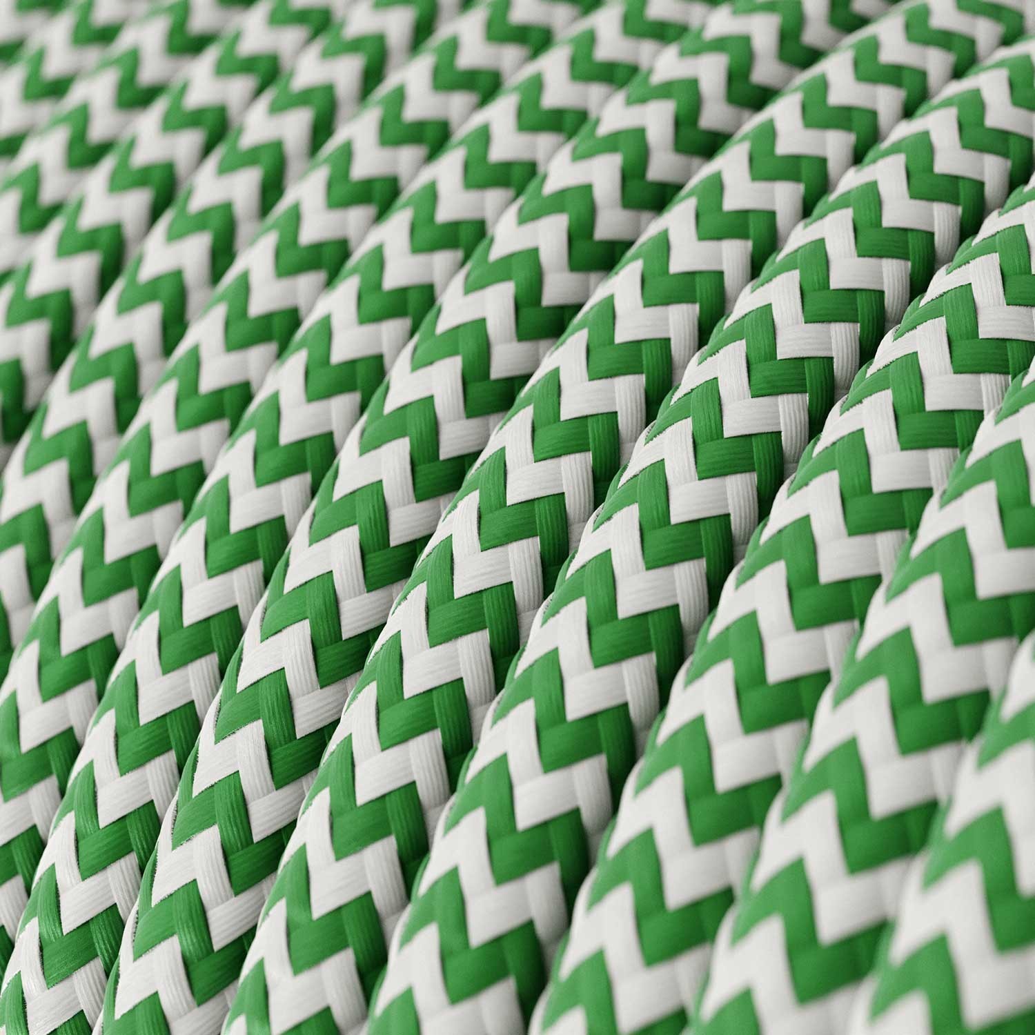 Green & White Chevron covered Round electric cable - RZ06