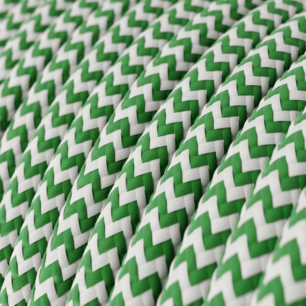 Green & White Chevron covered Round electric cable - RZ06