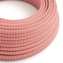 Red & White Chevron covered Round electric cable - RZ09