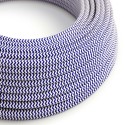Blue & White Chevron covered Round electric cable - RZ12