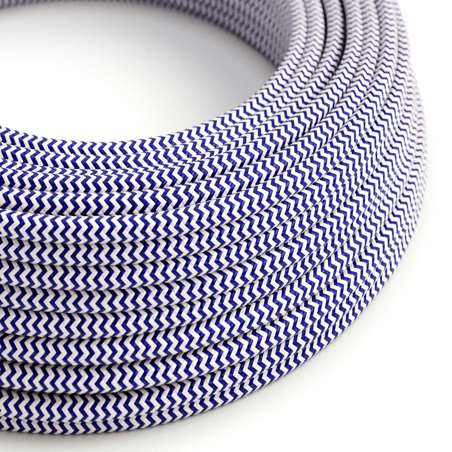 Blue & White Chevron covered Round electric cable - RZ12