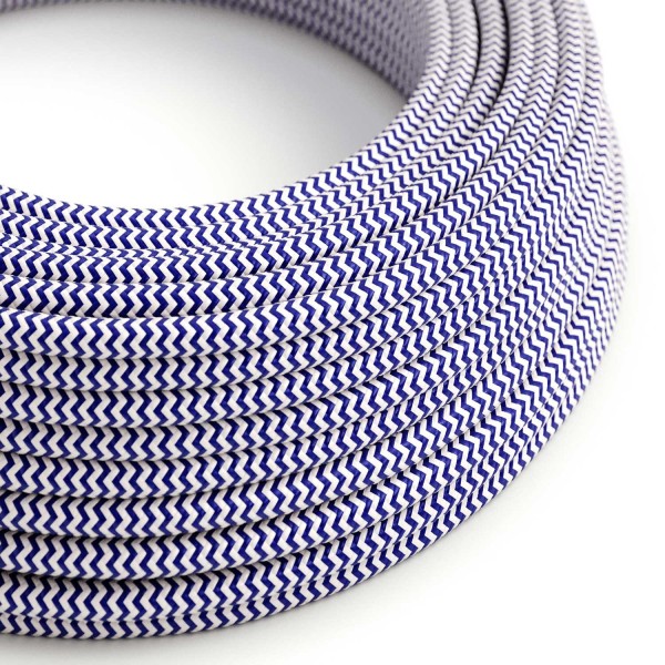 Blue & White Chevron covered Round electric cable - RZ12