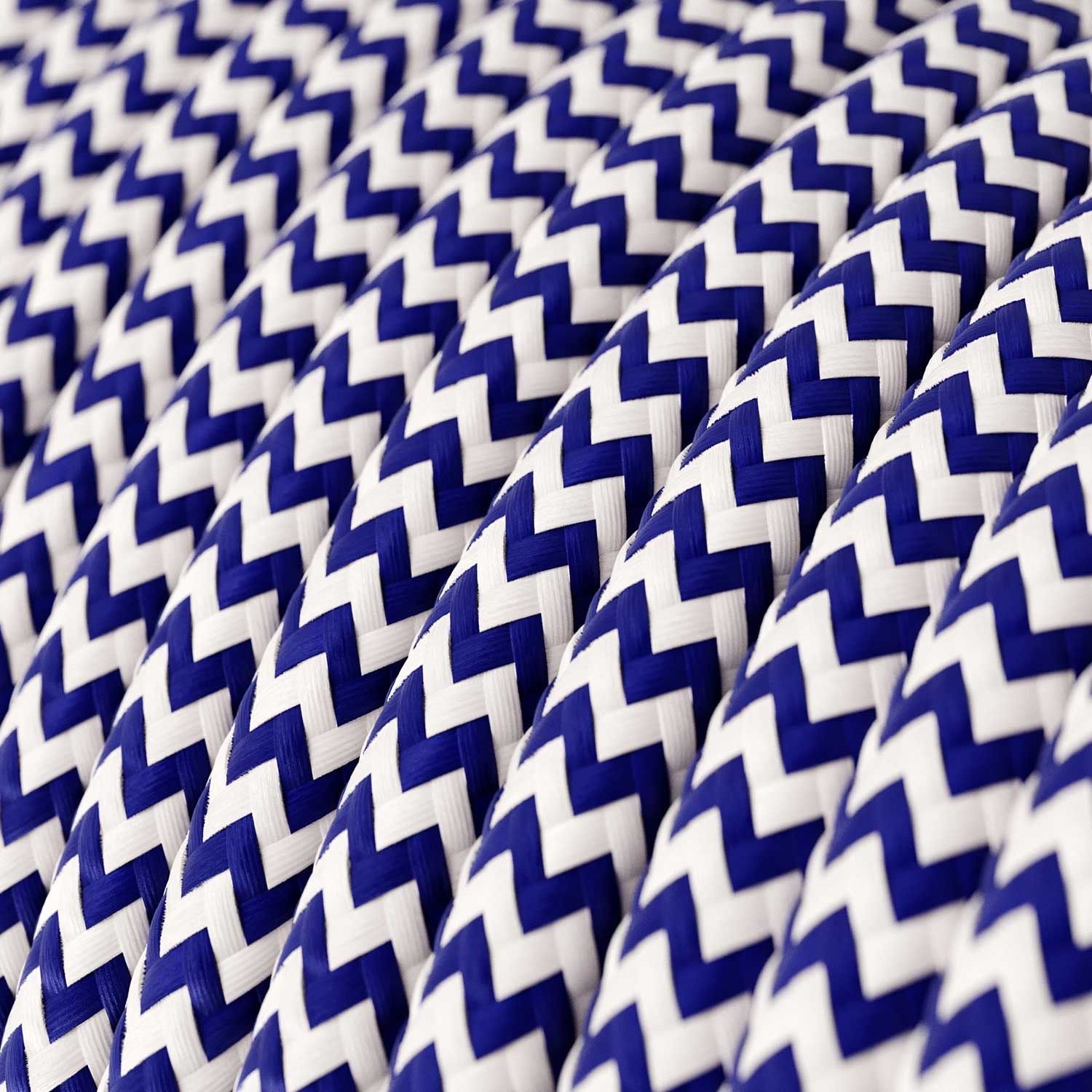 Blue & White Chevron covered Round electric cable - RZ12