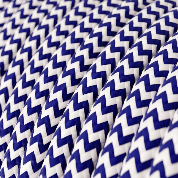 Blue & White Chevron covered Round electric cable - RZ12
