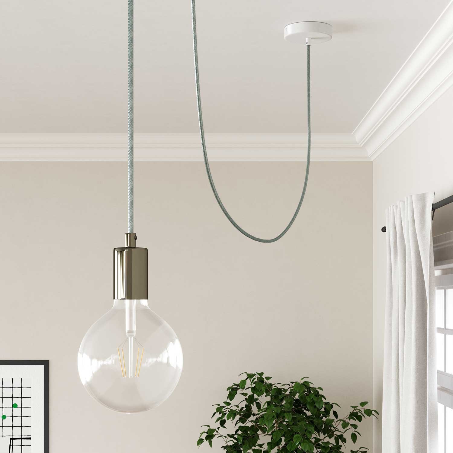 Blue Haze Cotton covered Round electric cable - RX12