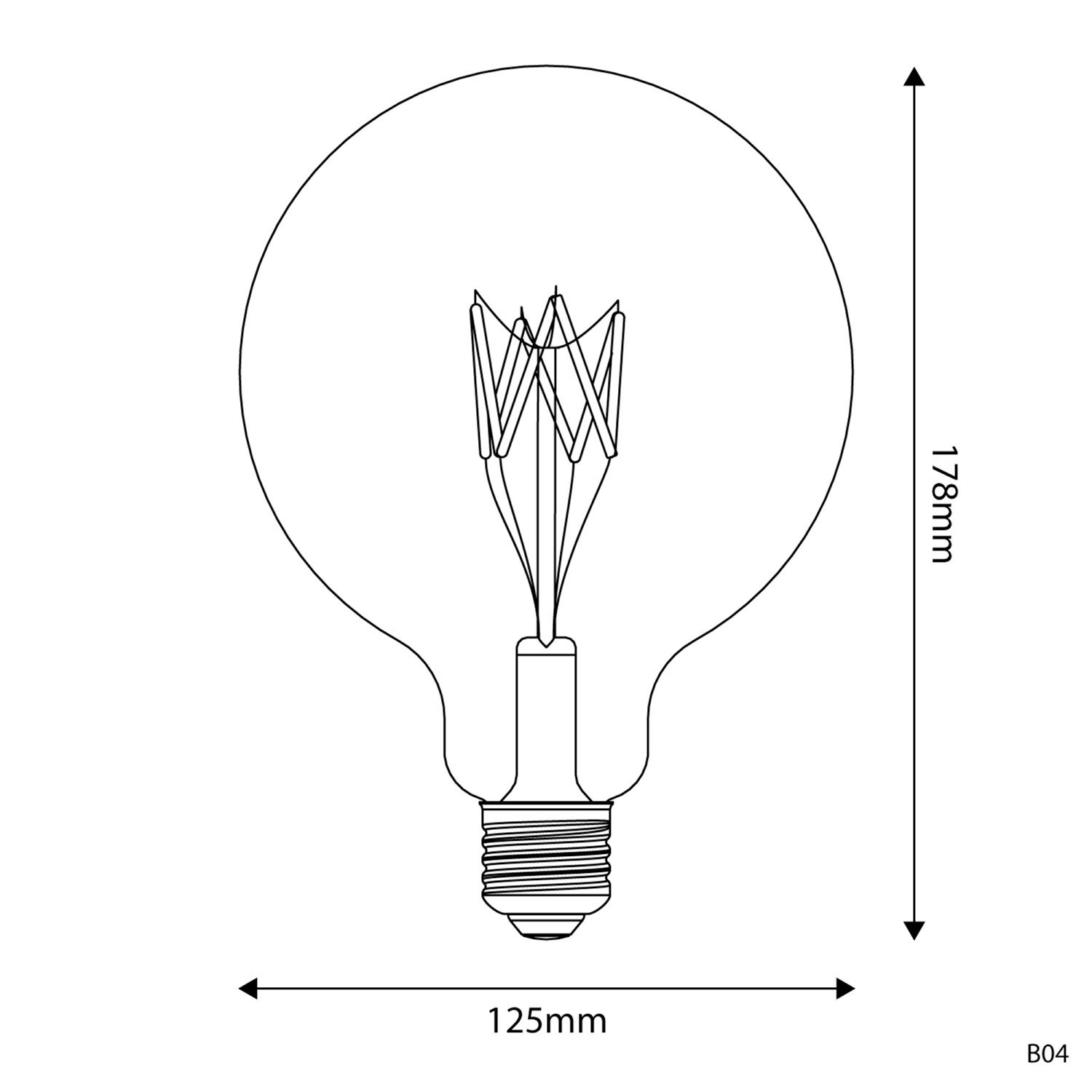 LED Light bulb Clear B04 5V Collection Short filament Globe G40 (G125) 1,3W E27 Dimmable 2500K