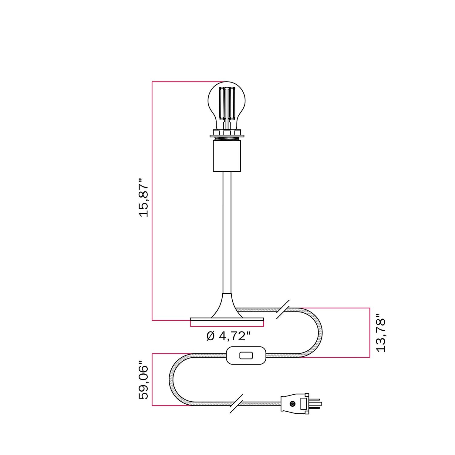 MAG-Y metal table lamp with fitting for lampshade