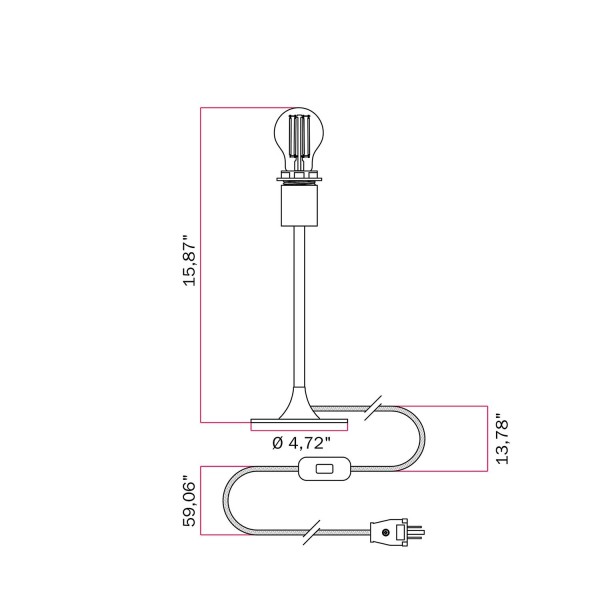 MAG-Y metal table lamp with fitting for lampshade