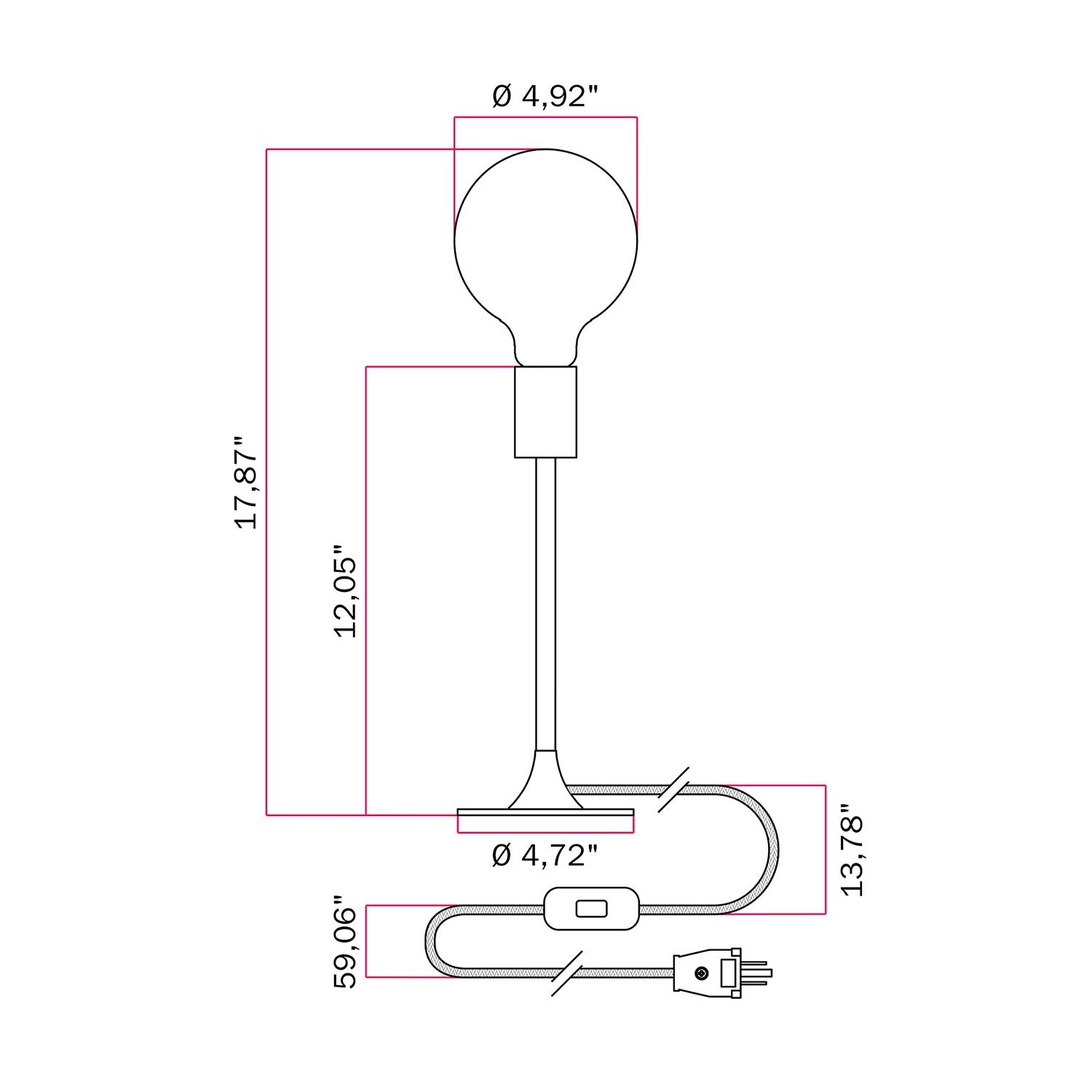 MAG-Y metal table lamp with visible bulb