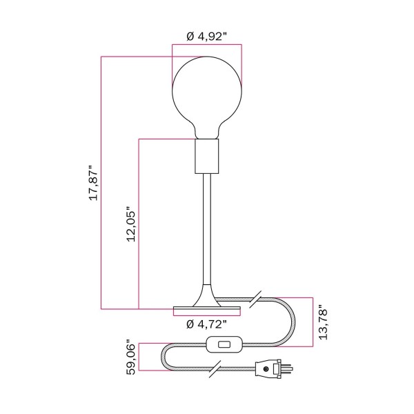 MAG-Y metal table lamp with visible bulb