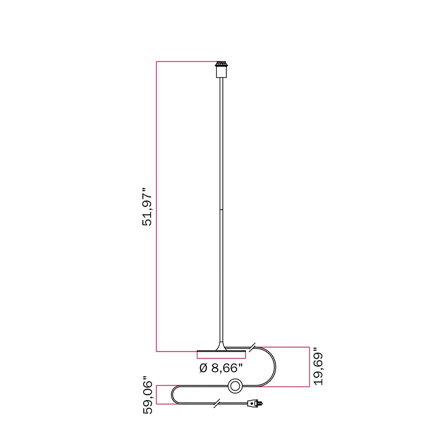 MAG-Y floor lamp with round metal base with fitting for lampshade