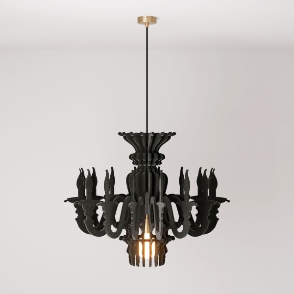 Suspension Lamp with Classic SHHANDELIER Shade Made of Sound-Absorbing Material