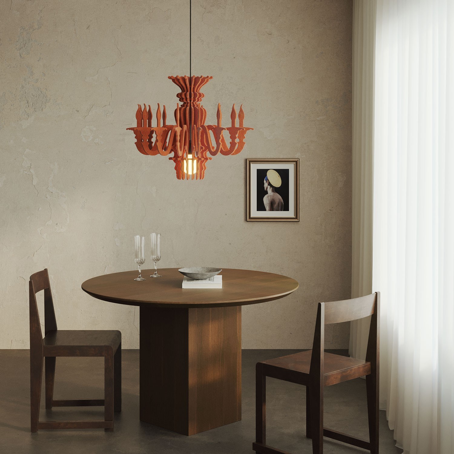 Suspension Lamp with Classic SHHANDELIER Shade Made of Sound-Absorbing Material