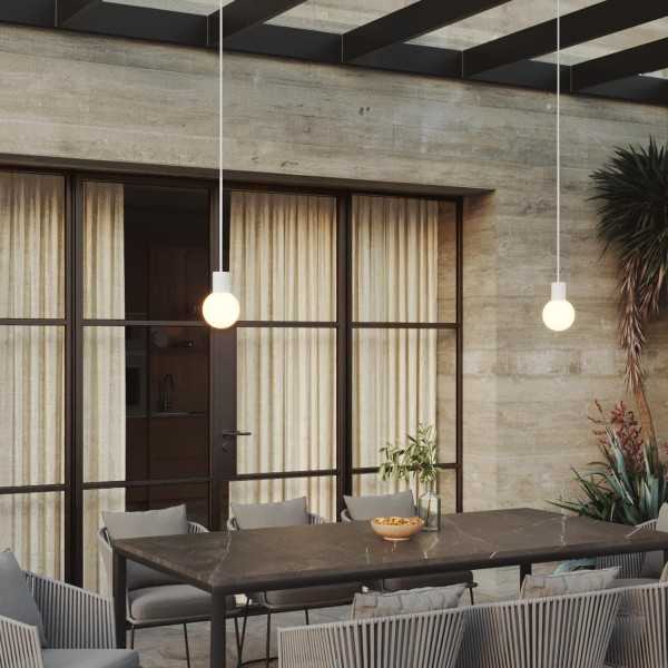 EIVA Outdoor Pendant Lamp, suitable for wet locations, with 2 drops and Unbreak-a-Ball unbreakable shades