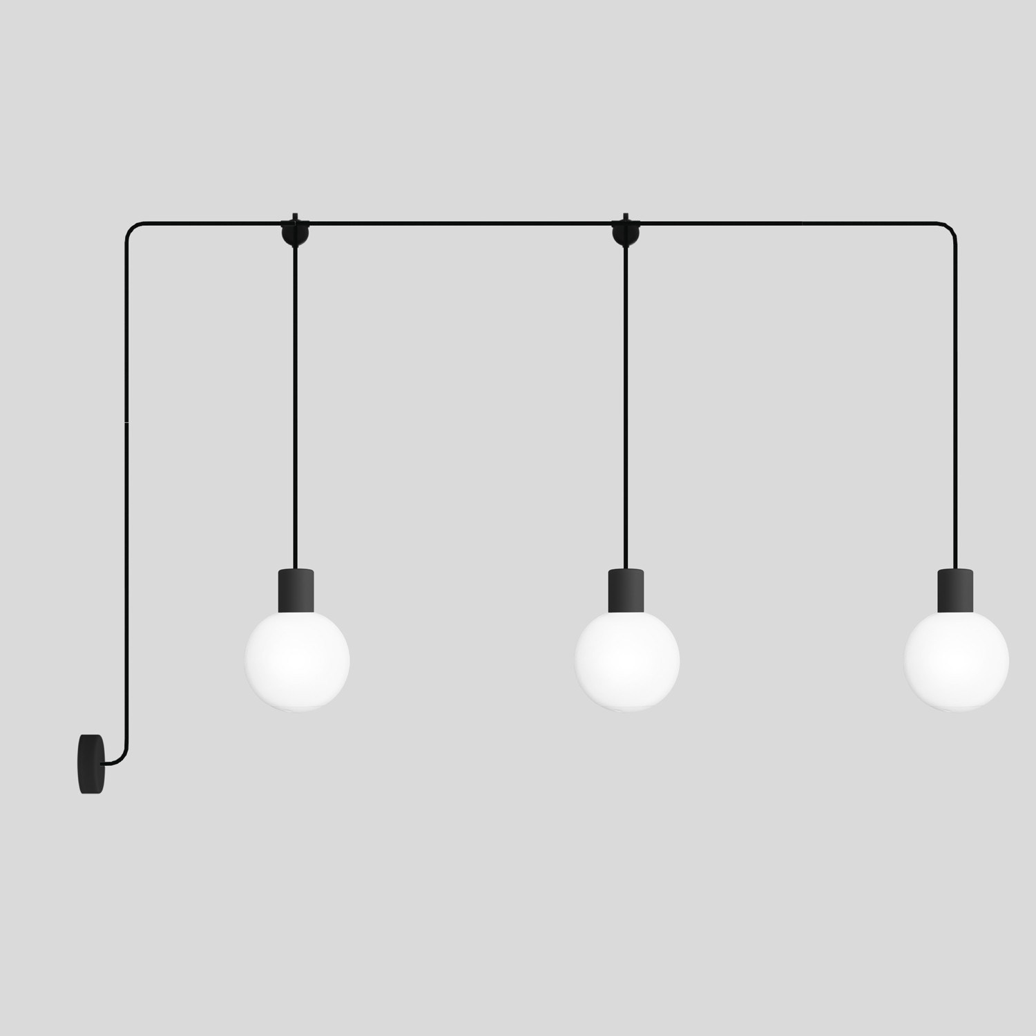 EIVA Outdoor Lamp, suitable for wet locations, with 3 drops and Unbreak-a-Ball unbreakable shades - Black