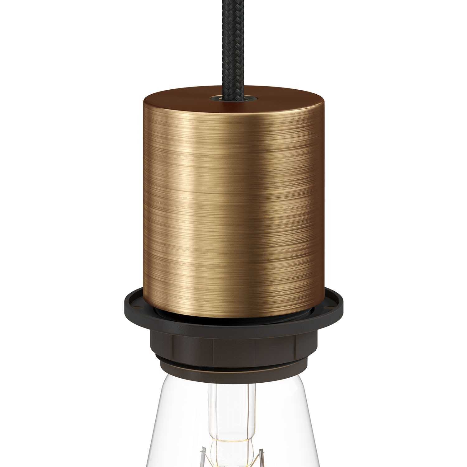 E26 semi-threaded metal socket kit with concealed cable clamp - Brushed bronze