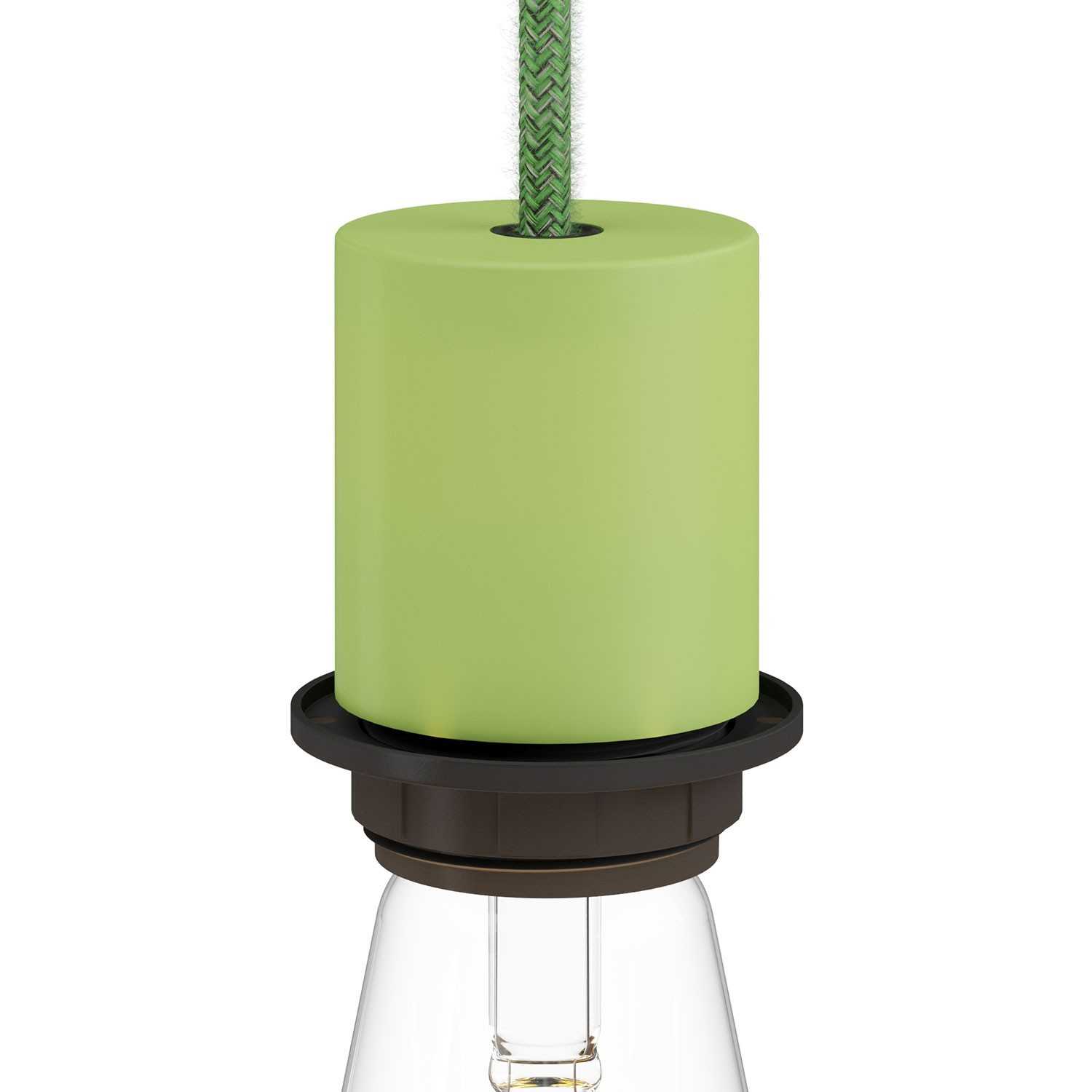 E26 semi-threaded metal socket kit with concealed cable clamp - Soft green