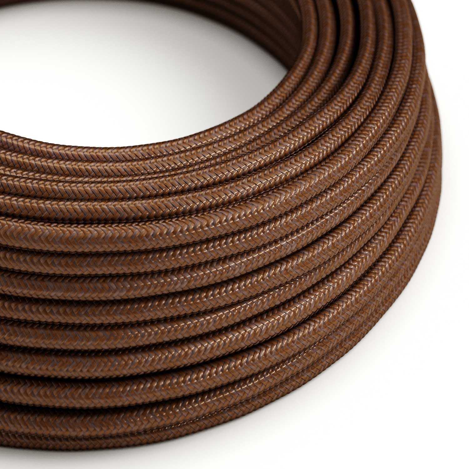 Glossy Rust Cloth Covered Wire - High-Quality Textile Cable RM36 - UL Listed