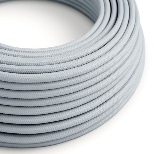 Glossy Light Blue Grey Cloth Covered Wire - Stylish Fabric Cable RM30 - UL Listed