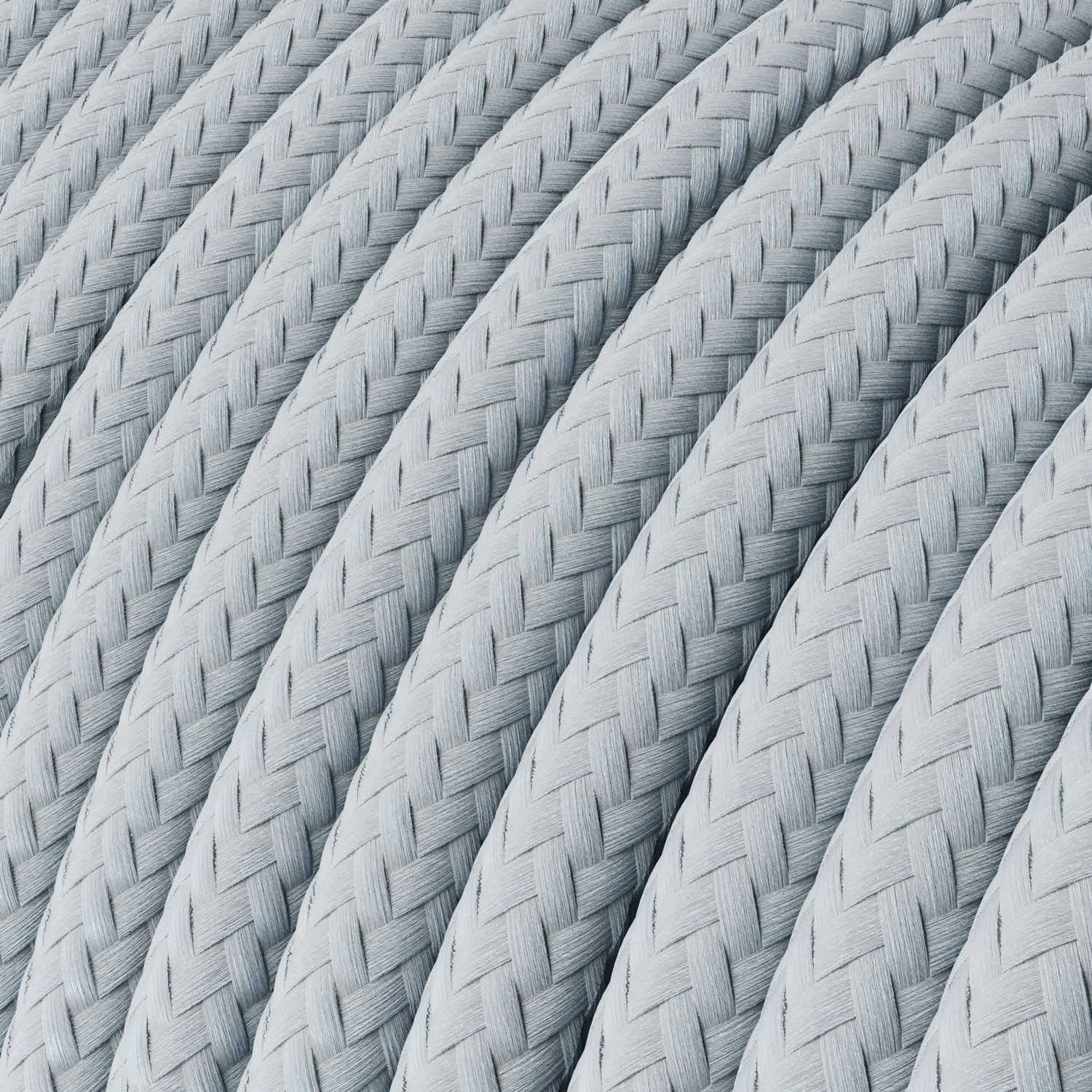 Glossy Light Blue Grey Cloth Covered Wire - Stylish Fabric Cable RM30 - UL Listed