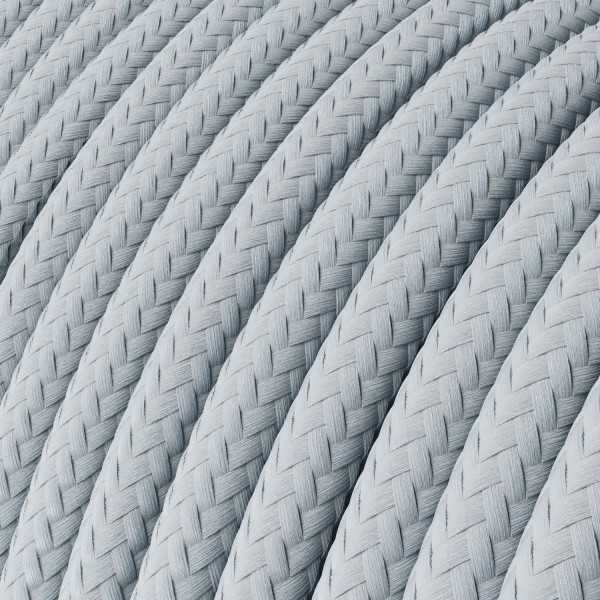 Glossy Light Blue Grey Cloth Covered Wire - Stylish Fabric Cable RM30 - UL Listed