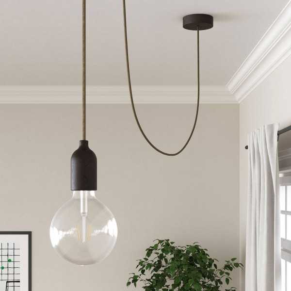 Jute Brown Bark Cloth Covered Wire - Natural Fiber Lighting Cable RN26 - UL Listed