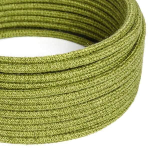 Jute Green Hay Cloth Covered Wire - Rustic Fabric Pendant Cable RN23 - UL Listed